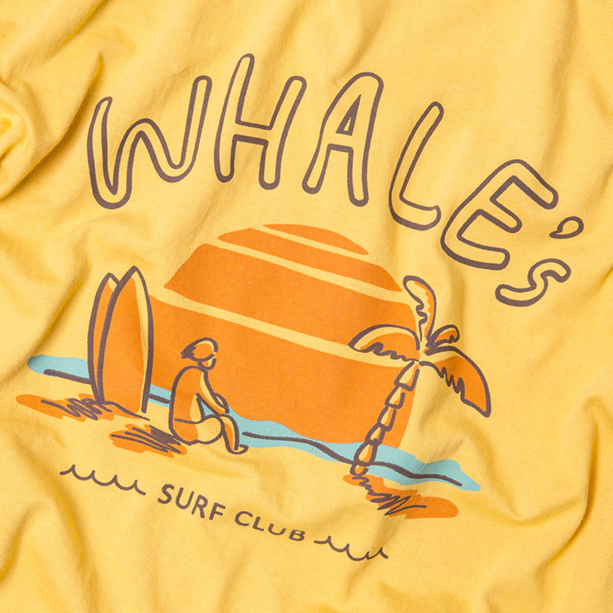 WHALE&#039;S SURFER TEAM SUNSET BEACH T-SHIRTS &#039;SUNLIGHT YELLOW&#039;