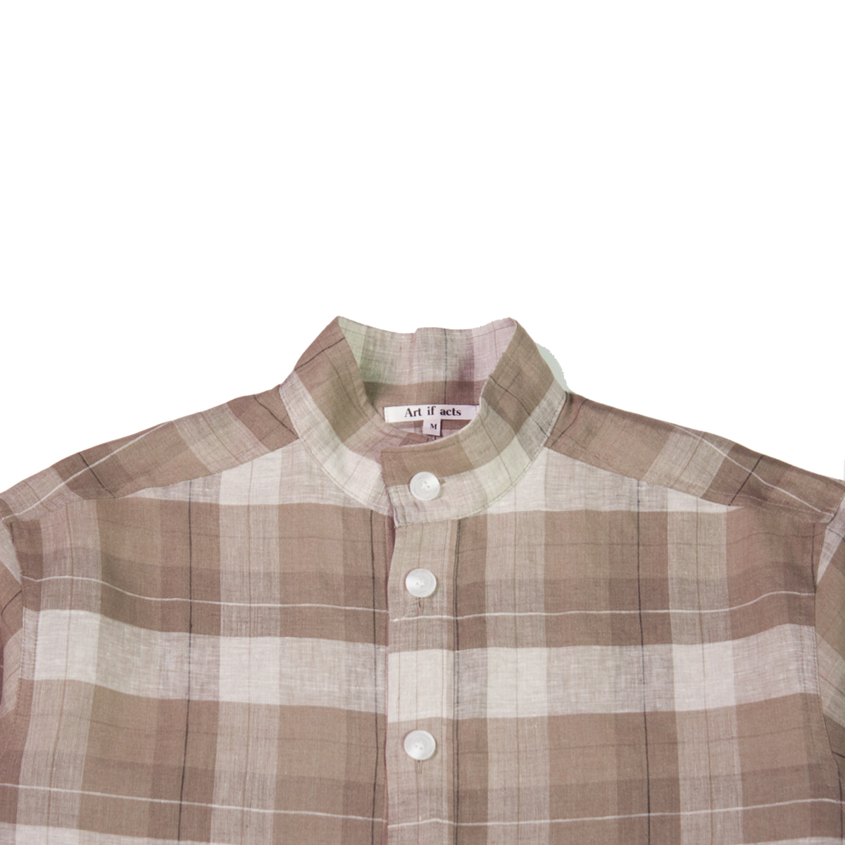 [ART IF ACTS] STAND COLLAR SHIRTS &#039;CHECK BROWN&#039;