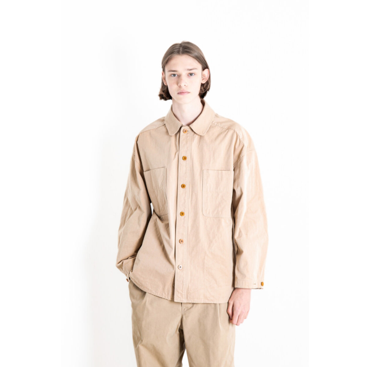 [DOCUMENT] CHAMBRAY COTTON SHIRTING JACKET &#039;BEIGE&#039;