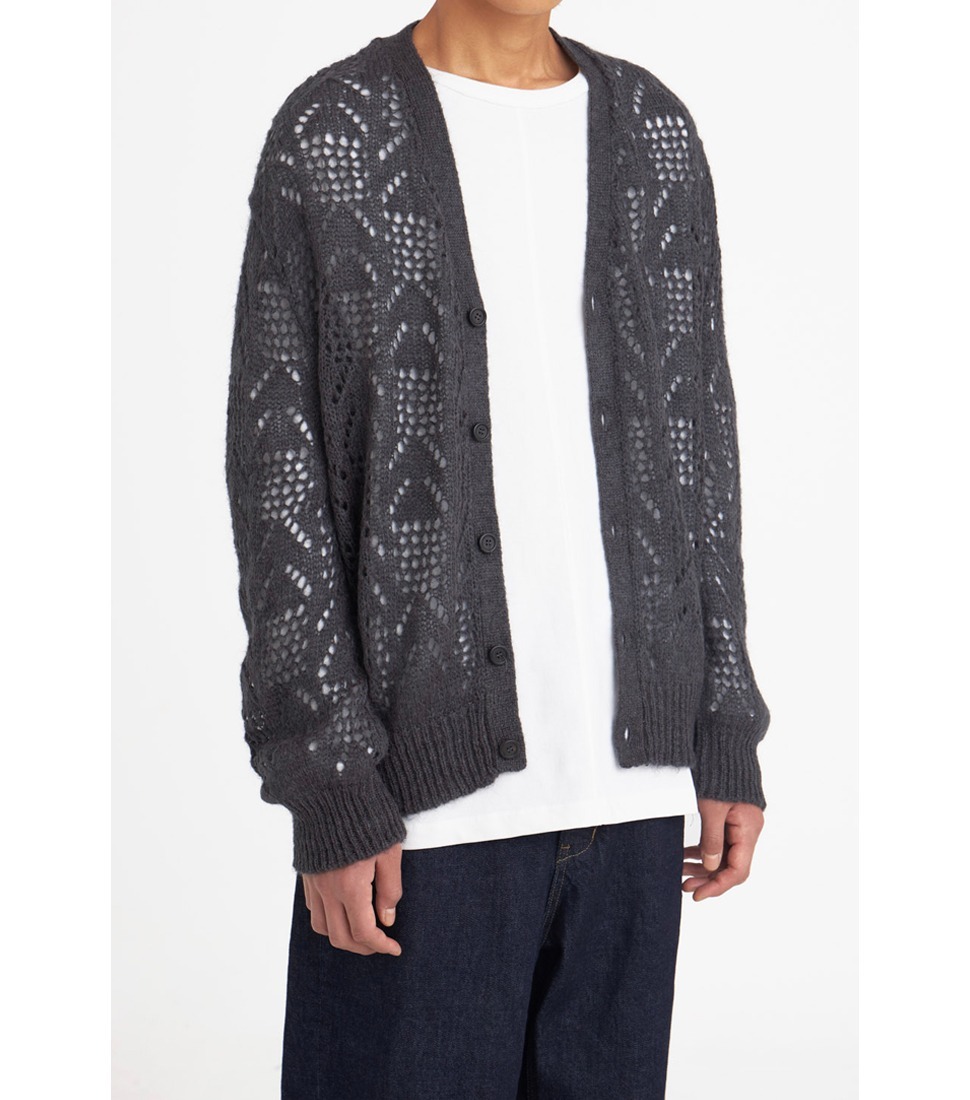 [YOUTH] MESHED MOHAIR CARDIGAN &#039;GREY&#039;