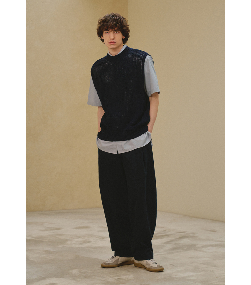 [ART IF ACTS]SIDE TWO TUCK PANTS &#039;NAVY&#039;