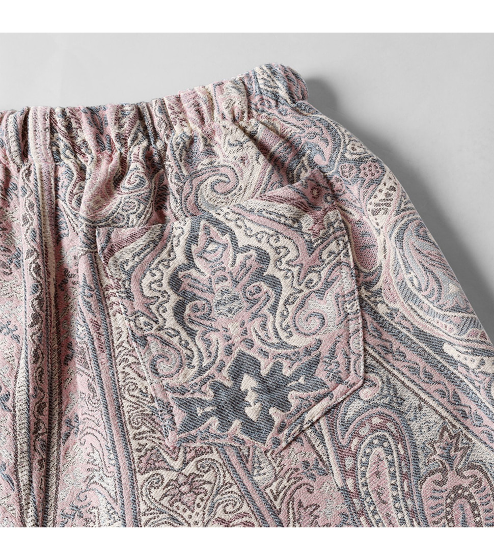 [MONITALY]EAZY BAGGY SHORTS W/QUIC RELEASE BUCKLE&#039;BETRO PAISLEY PINK&#039;