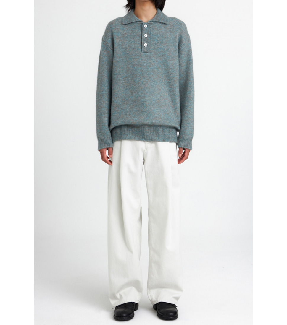 [YOUTH] OVERSIZED KNIT COLLAR SWEATER&#039;TURQUOISE&#039;