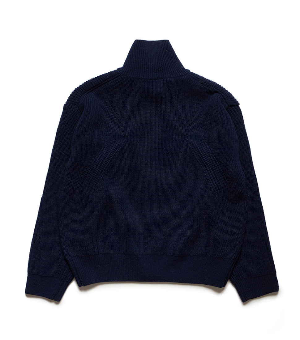 [UNAFFECTED] KNITTED ZIP-UP CARDIGAN&#039;NAVY&#039;