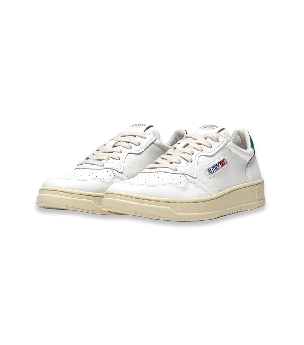 [AUTRY] MEDALIST LOW WOMLEATHER/LEATHER &#039;WHITE/GREEN&#039;