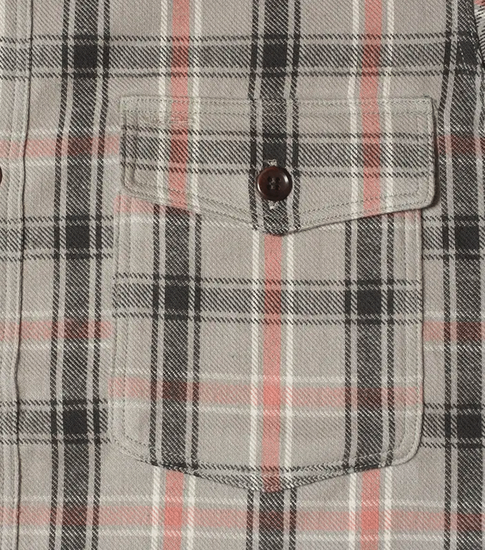 [WAREHOUSE]LOT 3022 FLANNEL SHIRTS WITH CHINSTRAP F PATTERN &#039;GREY&#039;