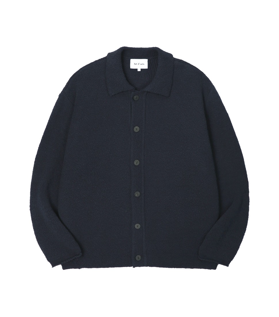 [ART IF ACTS]DEWDROP BUOUCLE KNIT CARDIGAN &#039;DARK NAVY&#039;