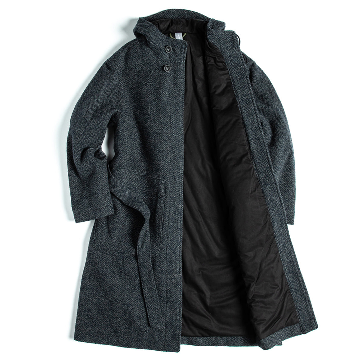 [UNAFFECTED] HOODED ROBE COAT &#039;CHARCOAL NAVY&#039;