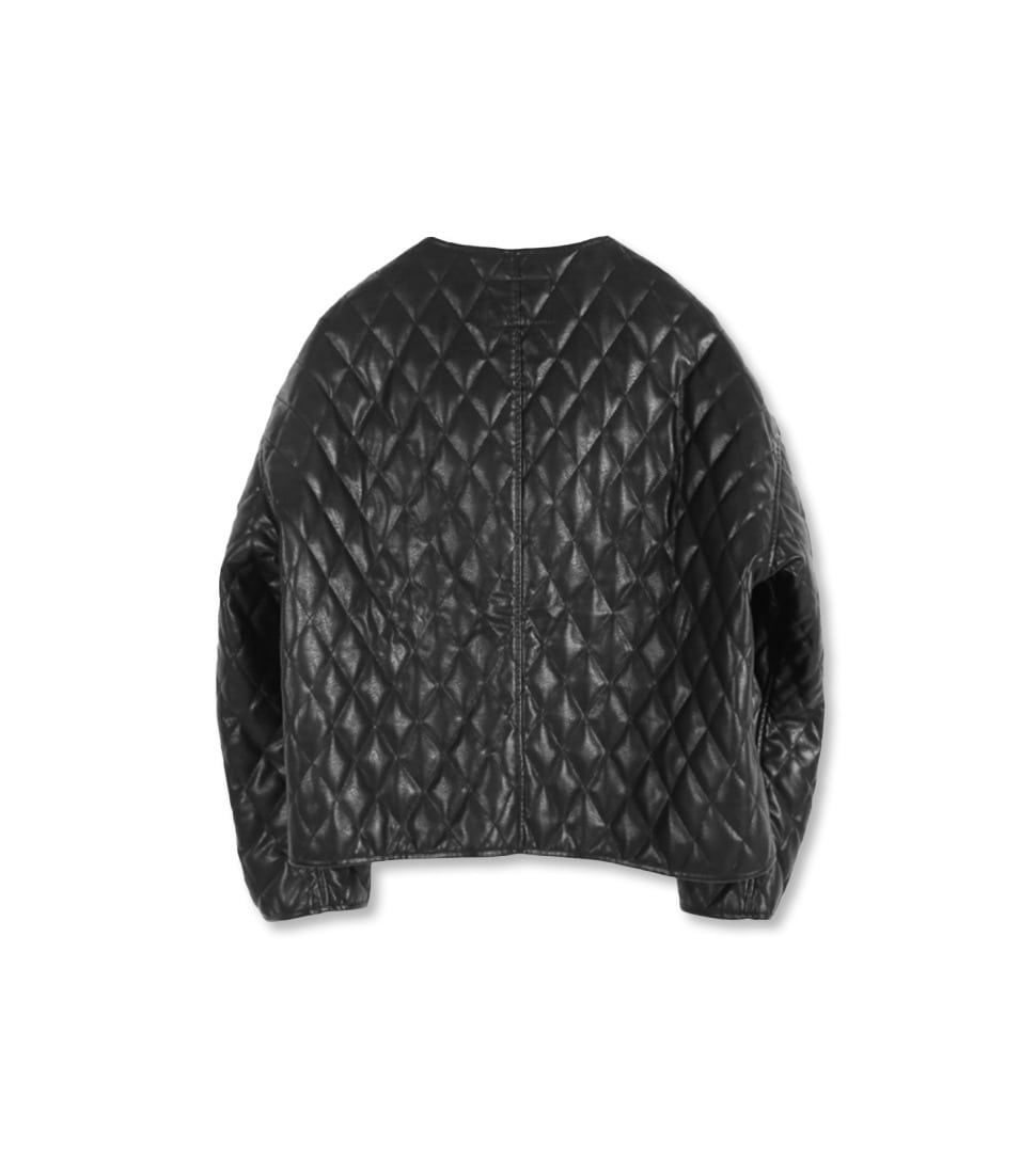 [BIRTHDAYSUIT] LEATHER QUILTED CARDIGAN &#039;BLACK&#039;