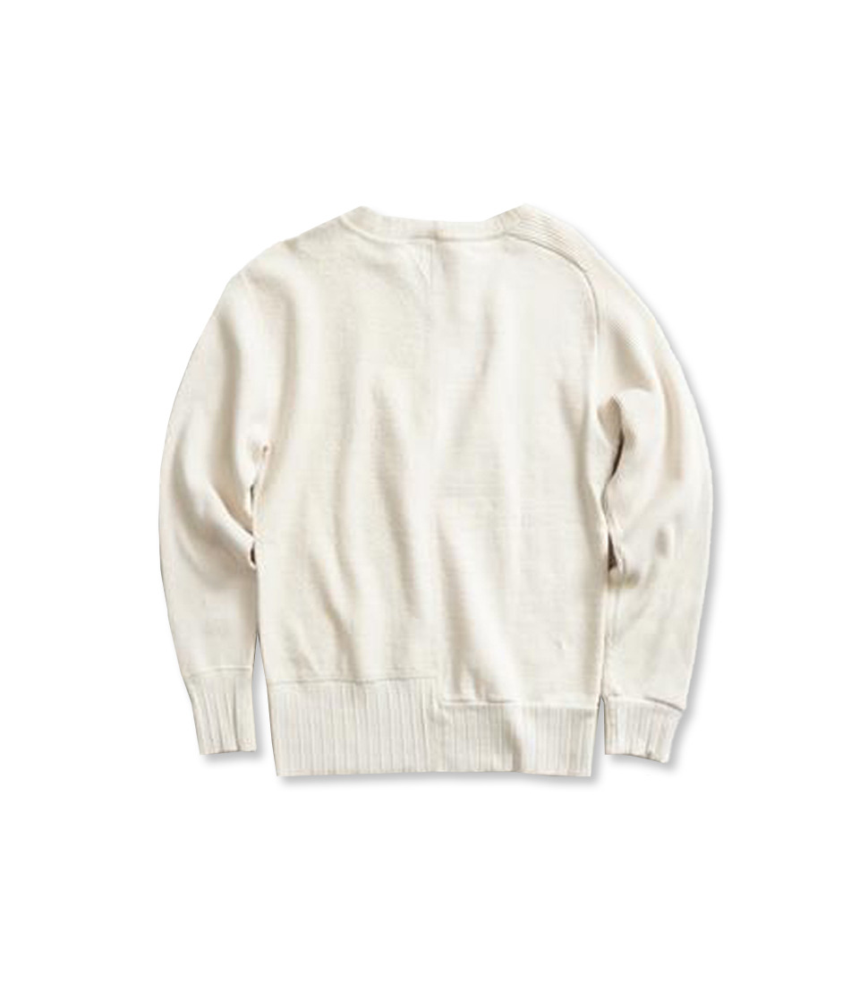 [NIGEL CABOURN] ARMY CREW JERSEY MIX &#039;OFF WHITE&#039;