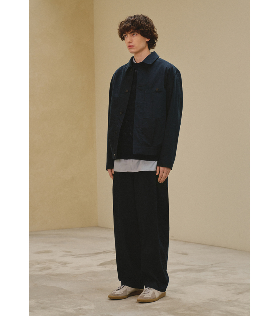 [ART IF ACTS]SIDE TWO TUCK PANTS &#039;NAVY&#039;