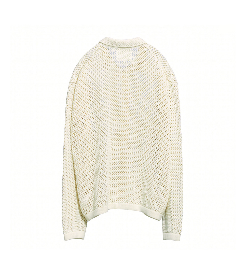[YEAH] NETTED COLLAR CARDIGAN  &#039;NATURAL&#039;