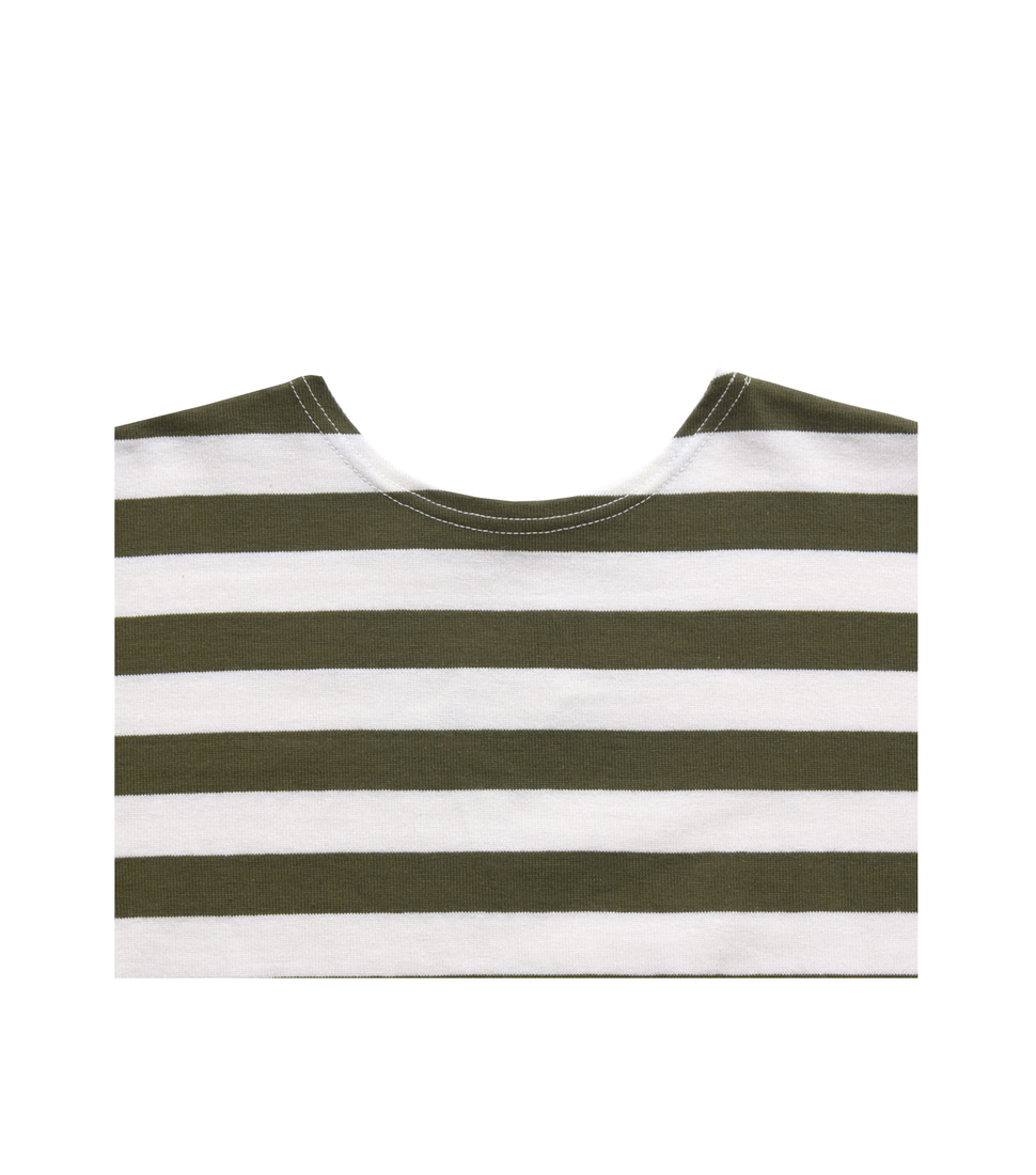 [WAREHOUSE]LOT 4094 S/S 1-INCH BORDER T &#039;OFFWHITE/GREEN&#039;