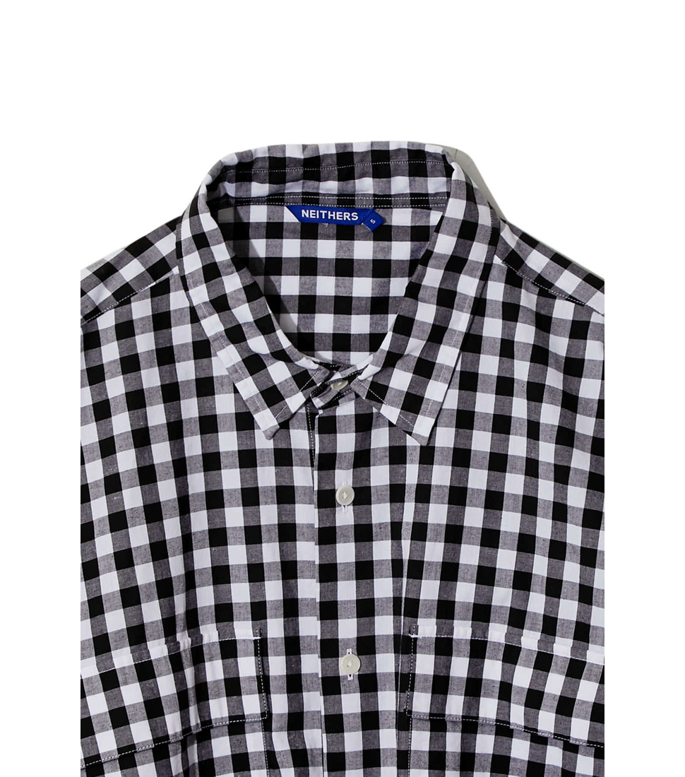 [NEITHERS] 2-POCKET WIDE SHIRT &#039;BLACK GINGHAM CHECK&#039;