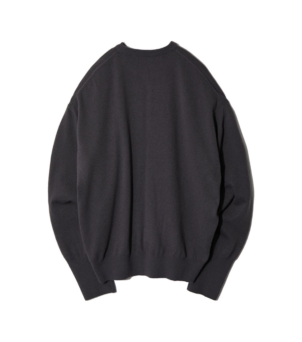 [NEITHERS] BASIC MERINO WOOL KNITTED SWEATER &#039;CHARCOAL GRAY&#039;