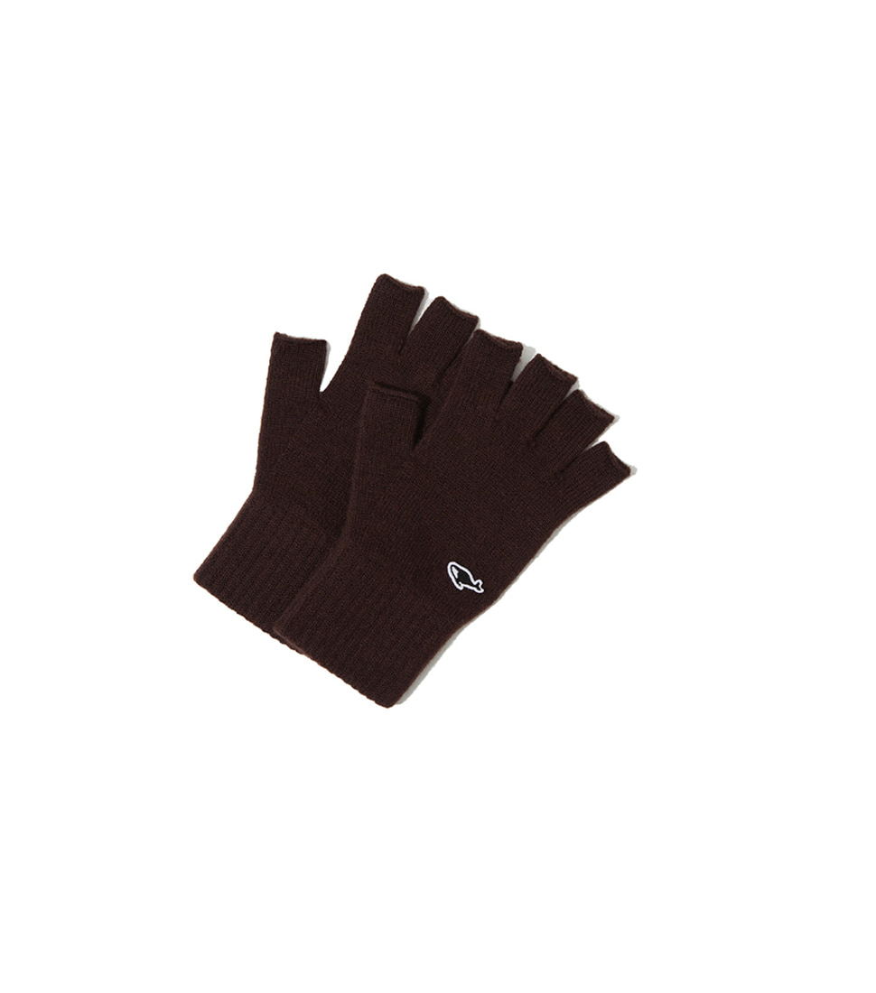 [NEITHERS] BASIC HALF-FINGER KNITTED GLOVES &#039;BROWN&#039;