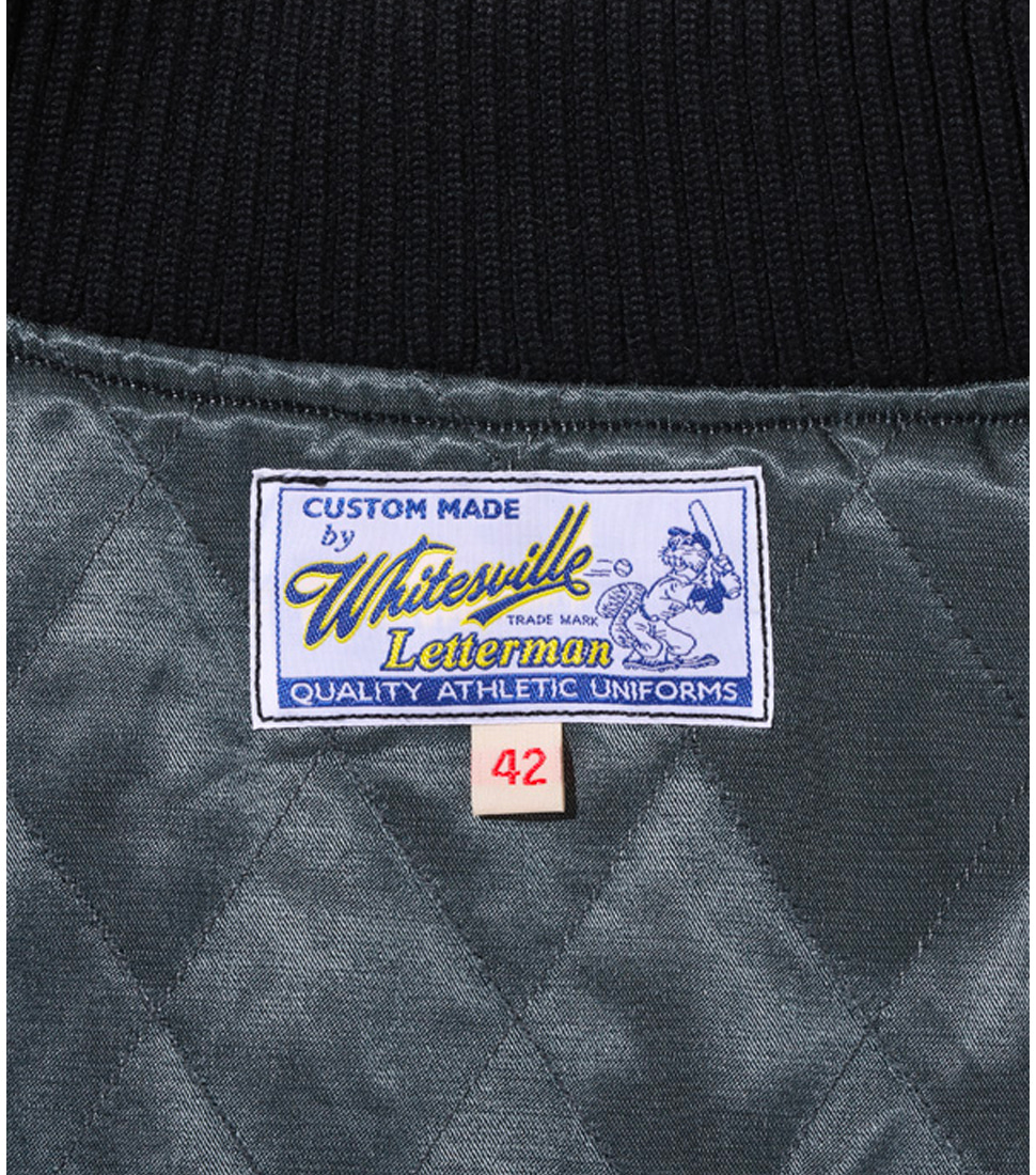 [WHITESVILLE]WV1516630oz. WOOL MELTON AWARD JACKET “COUGARS”&#039;BLACK&#039;