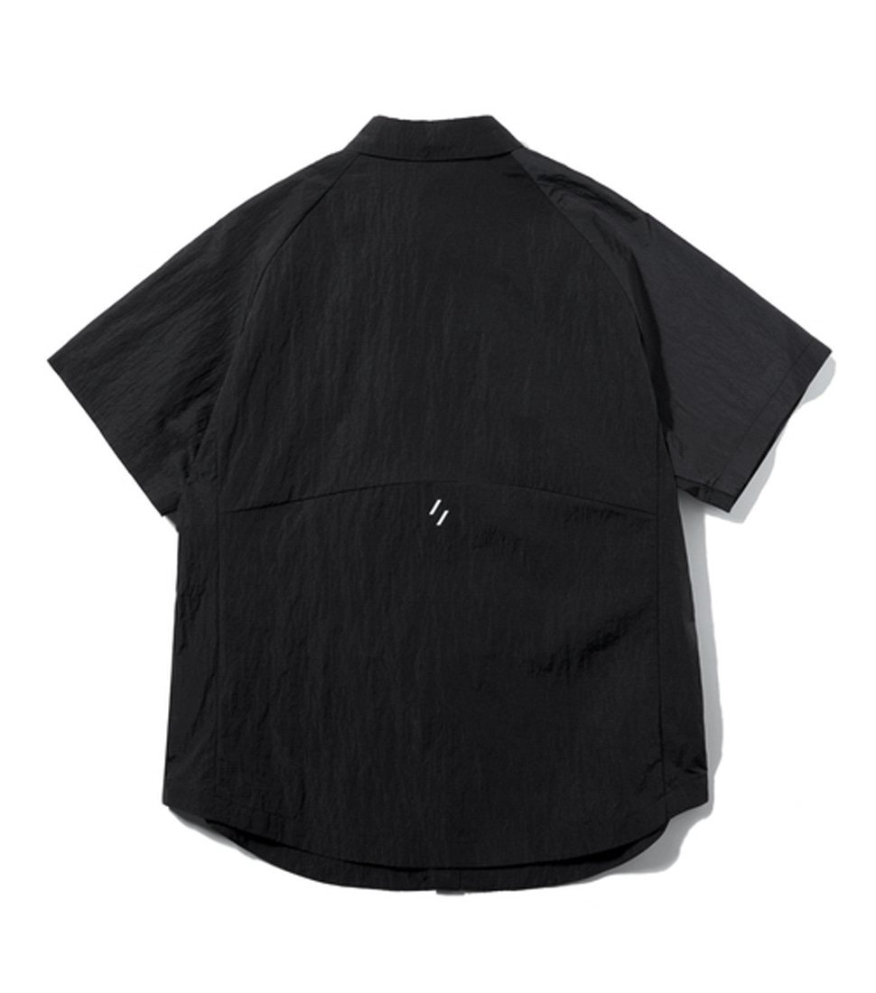 [WELTER EXPERIMENT]WCL014_LIGHT REFLECTION RIP STOP HALF SHIRTS&#039;BLACK&#039;