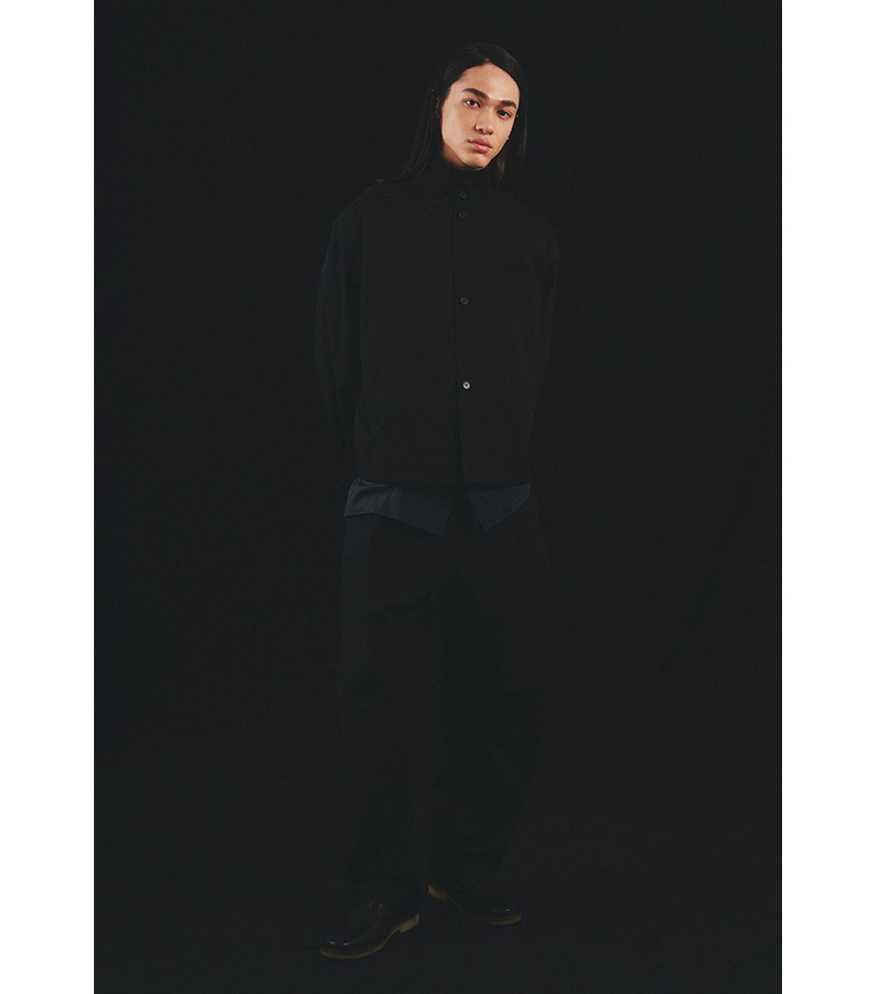 [ART IF ACTS]ONE POCKET STAND COLLAR SHIRT&#039;BLACK&#039;
