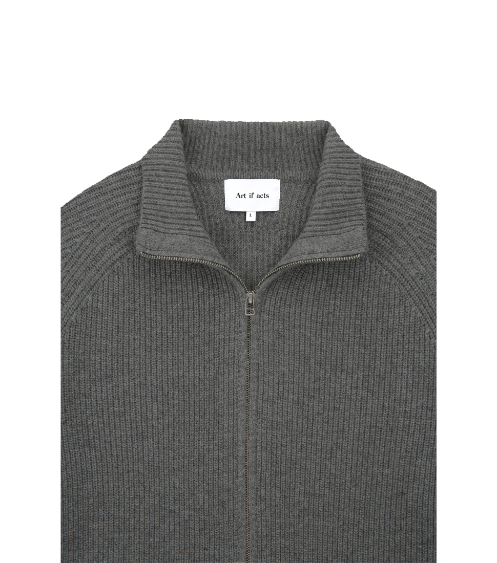 [ART IF ACTS]WOOL CASHMERE KNIT ZIP-UP&#039;GREY&#039;