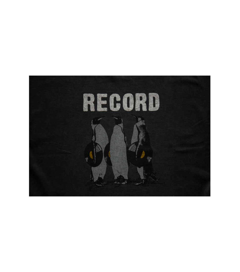 [REMI RELIEF]COTTON JERSEY BIG SIZE PRINT T(RECORD) &#039;BLACK&#039;