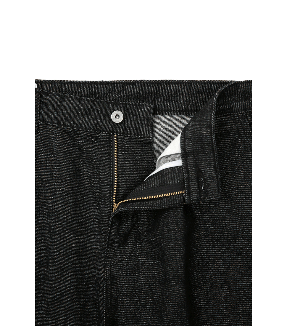 [ART IF ACTS]ONE TUCK CURVE DENIM PANTS&#039;WASHED BLACK&#039;