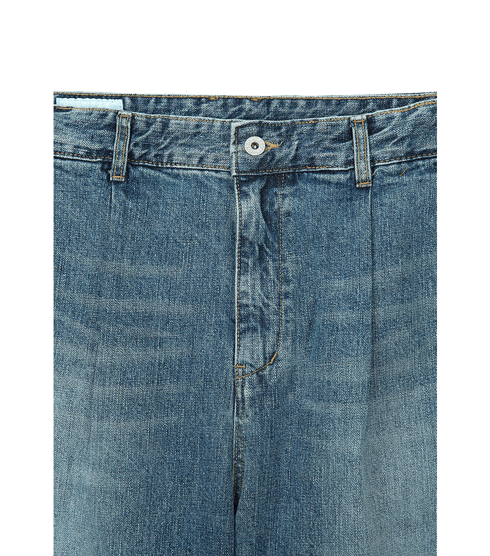 [ART IF ACTS]ONE TUCK CURVE DENIM PANTS&#039;WASHED BLUE&#039;