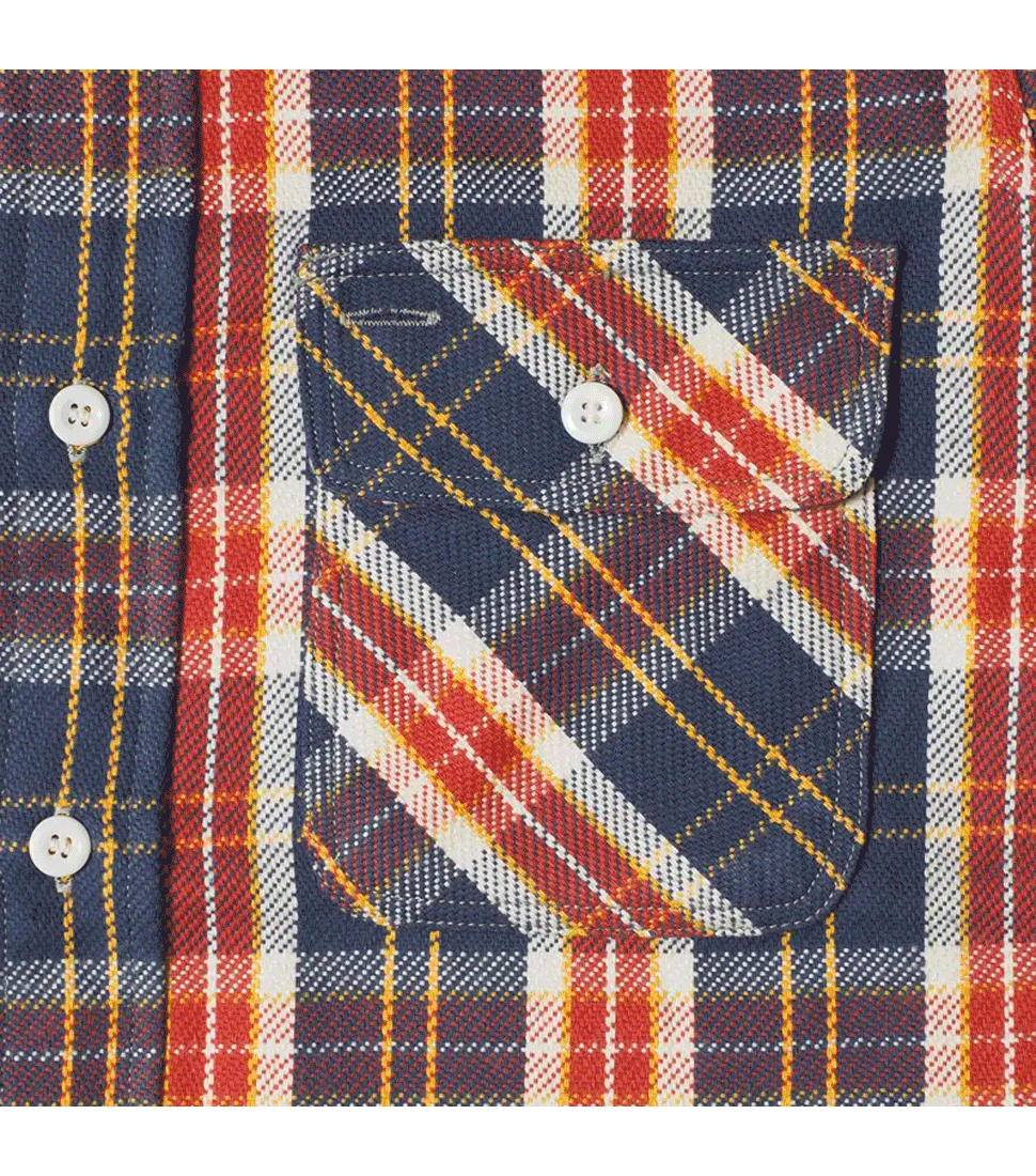 [WAREHOUSE]Lot 3104 FLANNEL SHIRTS C PATTERN ONE WASH &#039;NAVY&#039;
