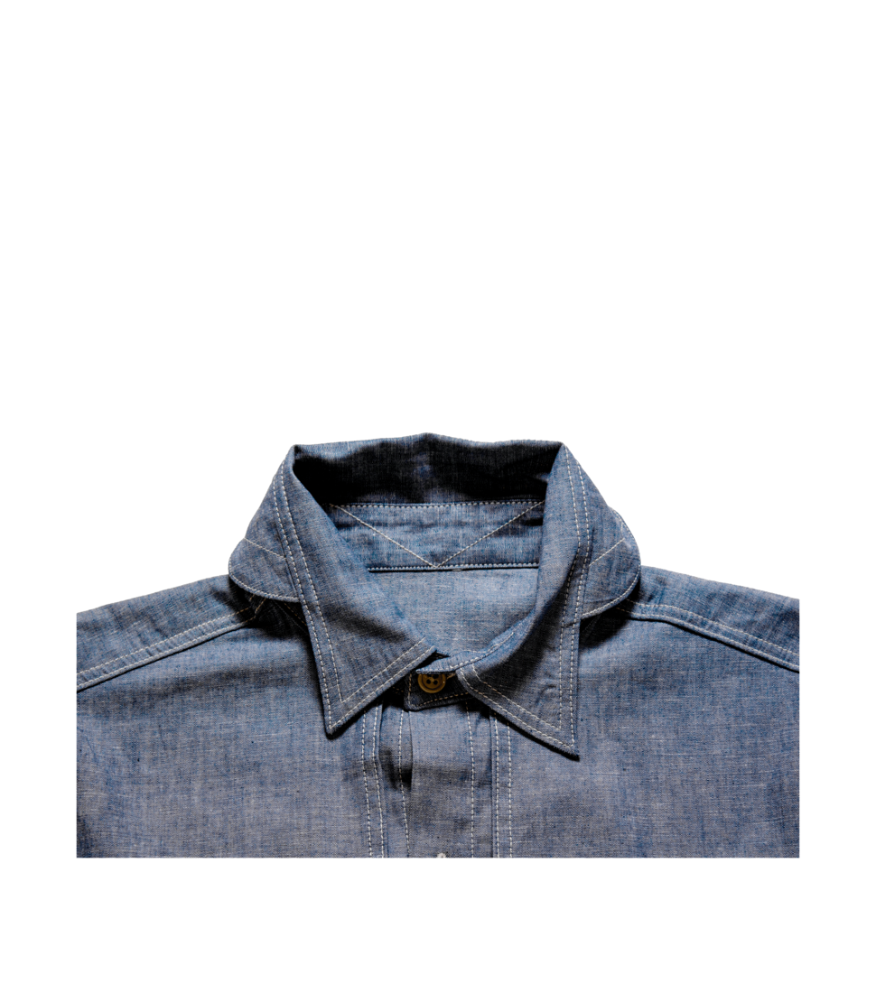 [KENNETH FIELD]GUIDE SHIRT SS&#039;CHAMBRAY BLUE&#039;