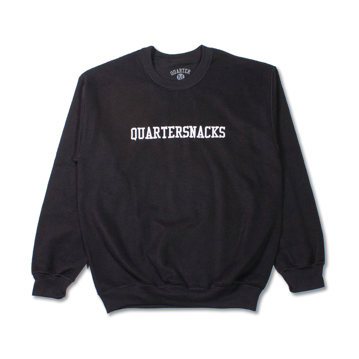 [QUARTERSNACKS] INSIDE OUT EMBROIDERED CREW ‘BLACK’