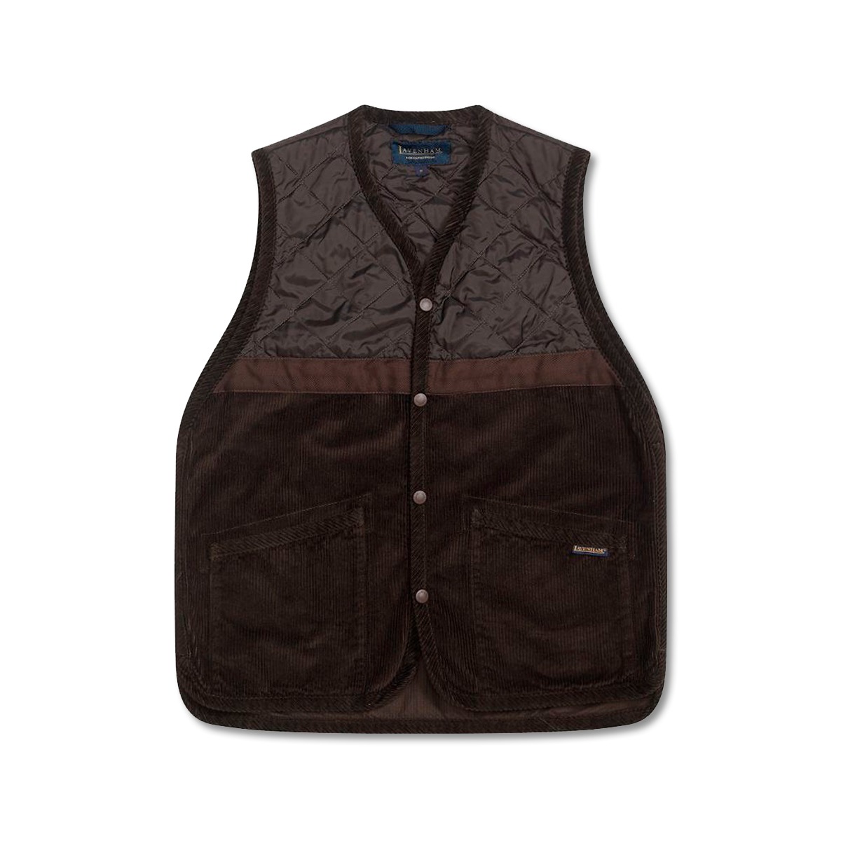 [LAVENHAM] WASHED CORD TAPED GILET &#039;BROWN&#039;