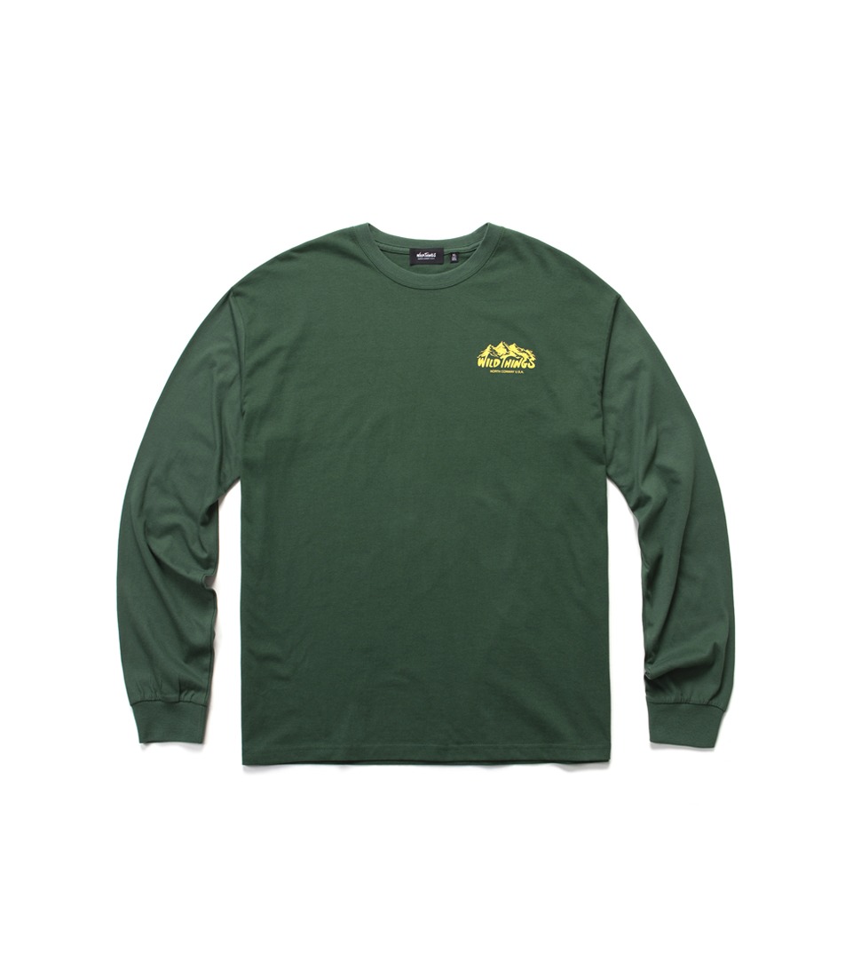 [WILD THINGS] MOUNTAIN LOGO L/S TEE &#039;FOREST GREEN&#039;