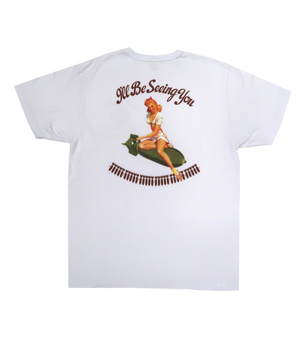 [BUZZ RICKSON&#039;S] BR78312S/S T-SHIRT GIL ELVGREN PIN-UP I&#039;LL BE SEEING YOU&#039;WHITE’