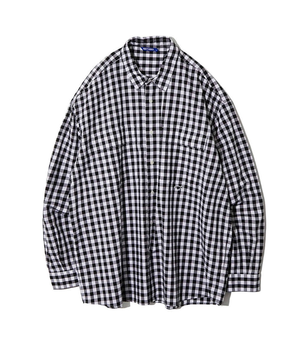 [NEITHERS] 2-POCKET WIDE SHIRT &#039;BLACK GINGHAM CHECK&#039;