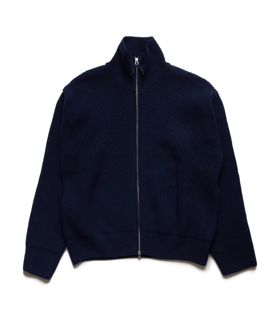 [UNAFFECTED] KNITTED ZIP-UP CARDIGAN&#039;NAVY&#039;