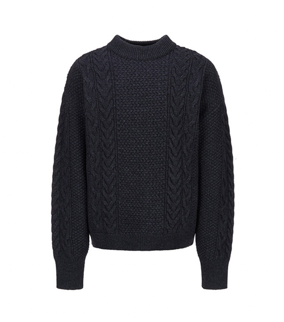 [LE17SEPTEMBRE]  CABLE KNIT PULLOVER&#039;CHARCOAL&#039;
