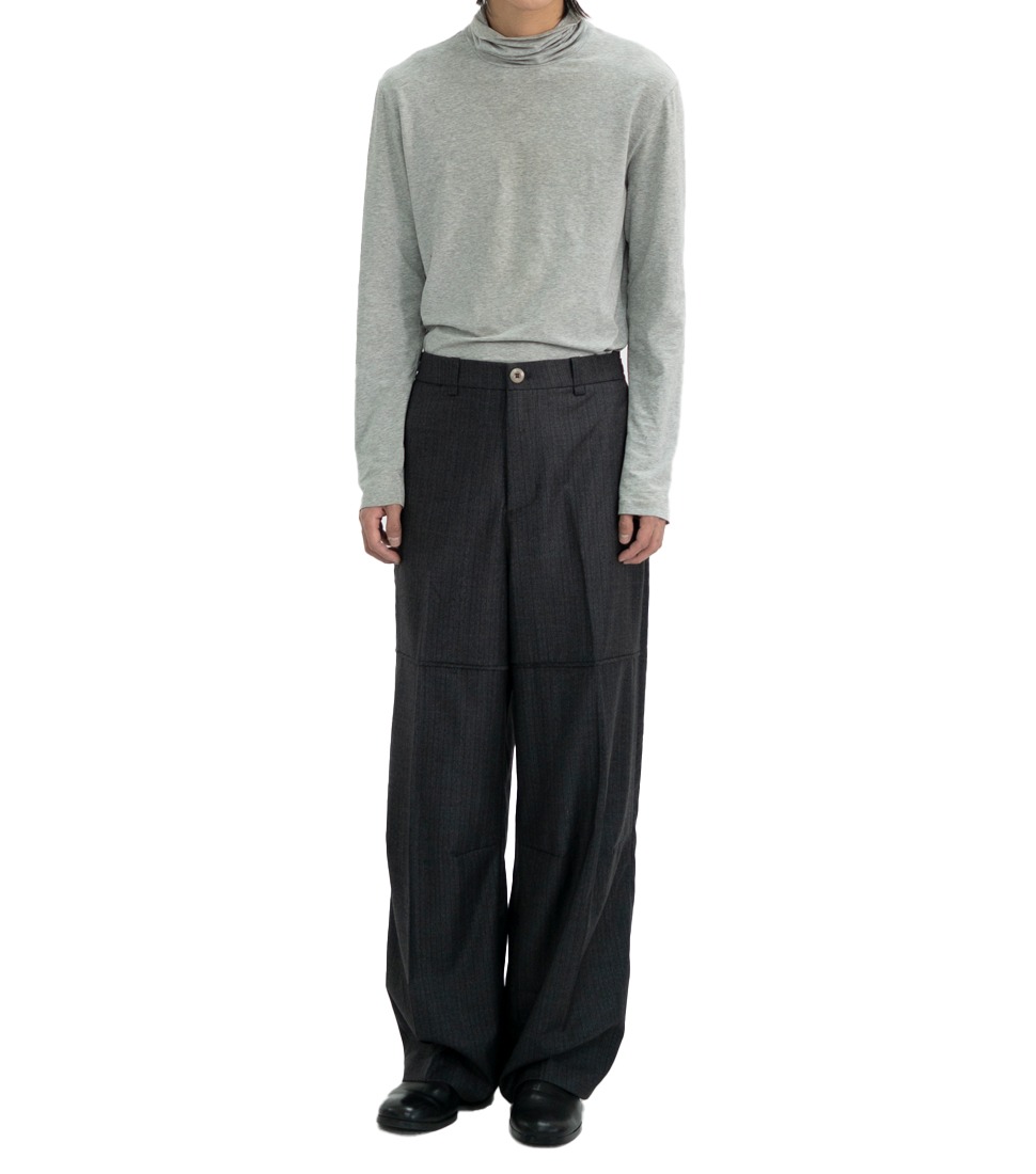 [POLYTERU] DIVISION TROUSERS&#039;STRIPED CHARCOAL&#039;