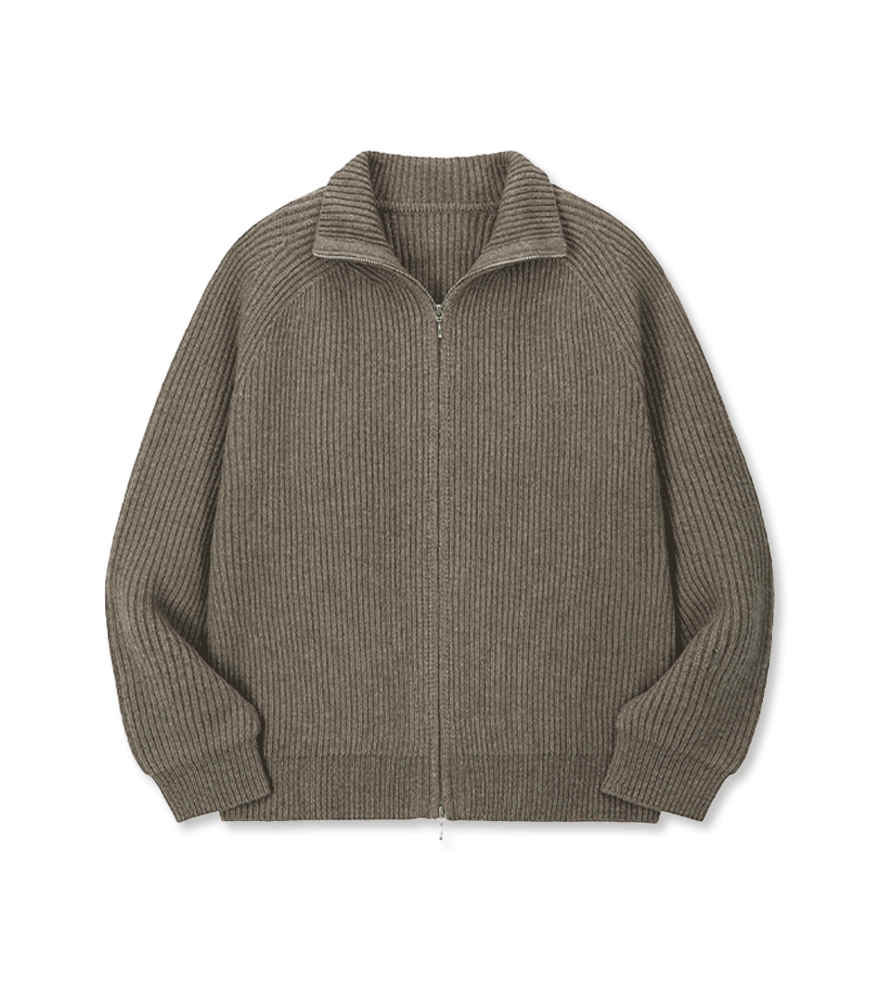 [ART IF ACTS]CASHMERE FULL ZIP-UP JACKET&#039;MOSS GREY&#039;
